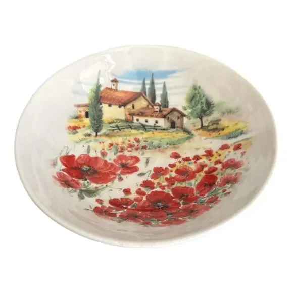 Ceramica Cuore Made in Italy Tuscan Poppies 8.5” Bowl